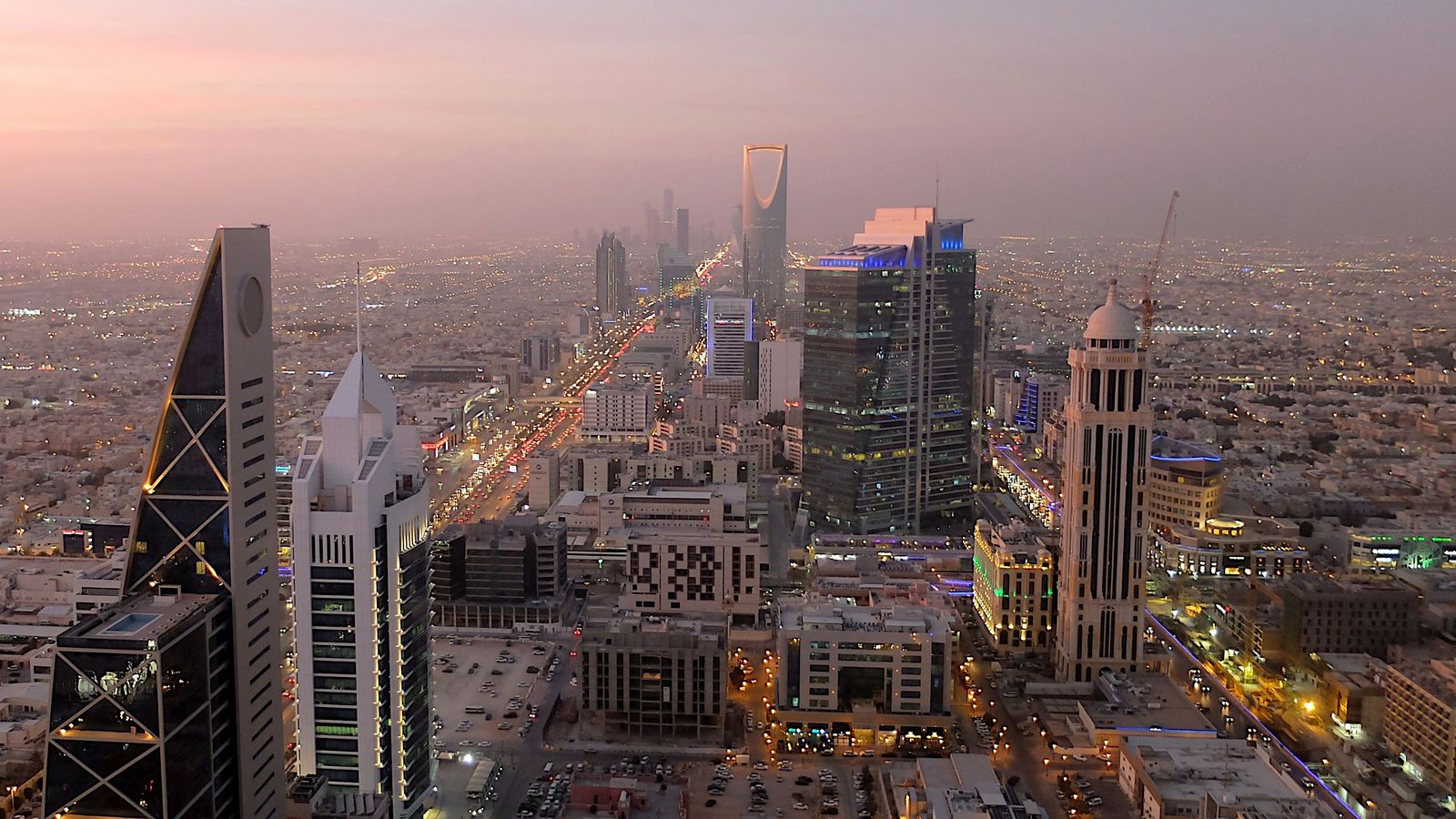 Riyadh Saudi Arabia View from Faisaliyah Tower and Sunset