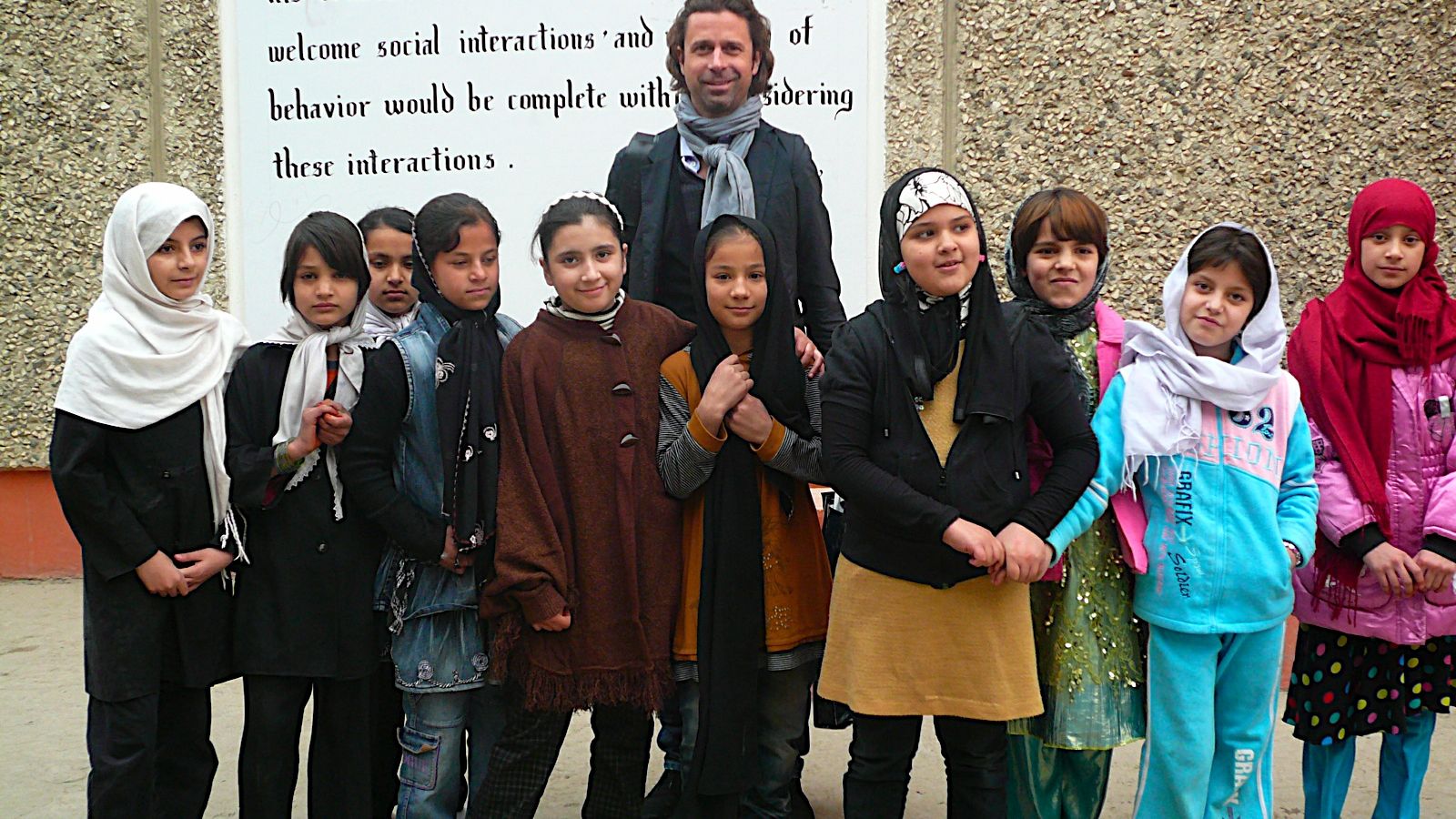 Yann Borgstedt and students in Afghanistan